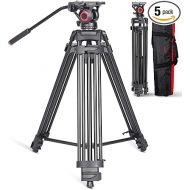 miliboo Video Tripod with Ball Smooth Head, Aluminum Adjustable Professional Tripod for Camera Heavy Duty, Video Tripod with Fluid Head, Maximum Load 22 Pounds (MTT601AⅡ)