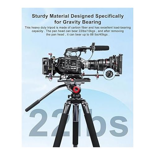  miliboo Heavy Duty Video Tripod,Aluminum Tripod for Camera, Professional Shooting Tripod with Fluid Head,MaxLoad 22lbs (MTT701A)