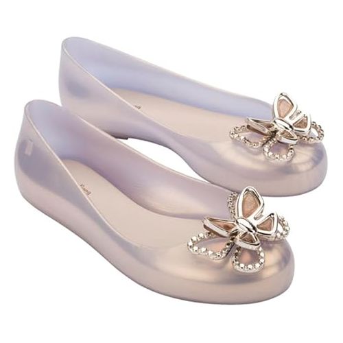  mini melissa Sweet Love Fly Jelly Flats for Girls- Girl's Ballet Flats w/Butterfly Design, Ballerina Flats, Kids Jelly Shoes