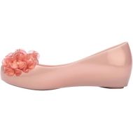 mini melissa Ultragirl Springtime Ballet Flats for Girls - Comfortable & Cute Peep Toe Jelly Flat Shoes with Flower Bows, Jelly Shoes for Kids, Pearly Pink, 1