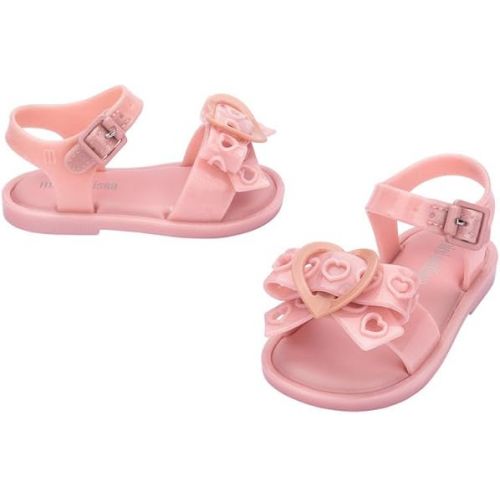  mini melissa Mar Hot Sandals for Babies & Toddlers - Sparkly Sandals w/Heart Buckle & Bow for Baby Girls, Kids Jelly Shoes