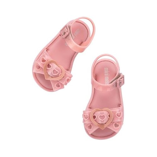  mini melissa Mar Hot Sandals for Babies & Toddlers - Sparkly Sandals w/Heart Buckle & Bow for Baby Girls, Kids Jelly Shoes