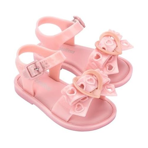  mini melissa Mar Hot Sandals for Babies & Toddlers - Sparkly Sandals w/Heart Buckle & Bow for Baby Girls, Kids Jelly Shoes