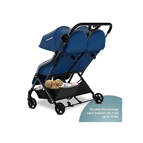  Mompush Lithe Double Ultralight Stroller, Lightweight Side by Side Stroller, Two Large Seats with Individual Recline, Easy Fold