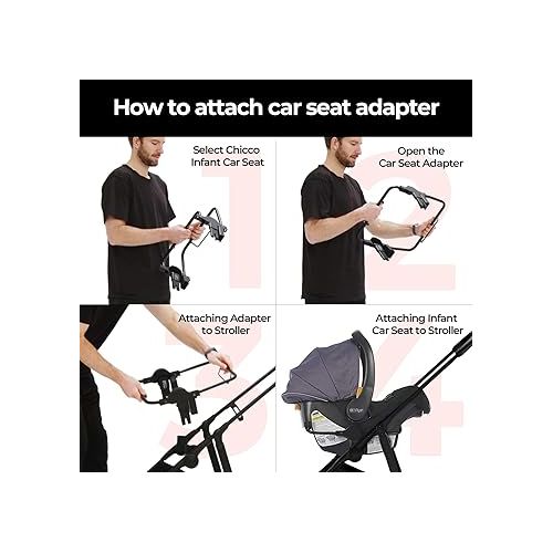  Mompush Wiz Stroller Car Seat Adapter, Fits Chicco Car Seat, Designed for Mompush Wiz Stroller Only