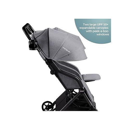  Mompush Lithe Double Ultralight Stroller, Lightweight Side by Side Stroller, Two Large Seats with Individual Recline, Easy Fold Twin Stroller