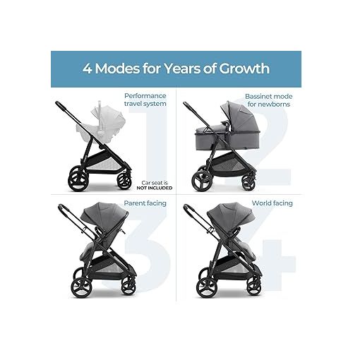  Mompush Wiz 2-in-1 Convertible Baby Stroller with Bassinet Mode - Foldable Infant Stroller to Explore More as a Family - Toddler Stroller with Reversible Stroller Seat