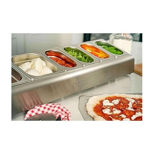  ooni Pizza Topping Station - 2 x 1.6L and 4 x 0.8L Pizza Topping Containers with Custom Fit Lids Pizza Oven Accessories - Outdoor Kitchen