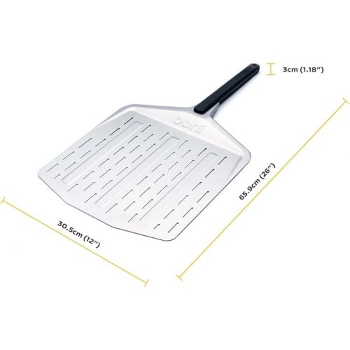  ooni 12” Perforated Pizza Peel - Long Handle Perforated Aluminium Pizza Paddle - Lightweight Pizza Turning Peel Outdoor Pizza Oven Accessories