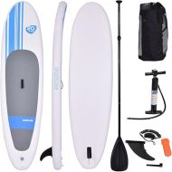 HOMGX 10' Inflatable Stand Up Paddle Board, 6” Thick Surfboard w/Accessories & Carry Bag, Adjustable Paddle, Leash, Hand Pump, Standing Boat for Youth & Adult, 10' x 30'' x 6'' (L x W x Thickness)