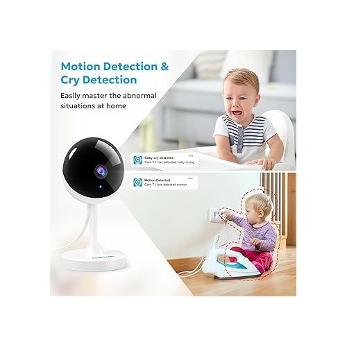  owltron Indoor Security Camera 2K, 2.4GHz WiFi Cameras for Home Security Baby Monitor Camera with Motion/Cry Detection, Pet & Dog Cam with Phone App, Night Vision, 2-Way Audio, Works with Alexa