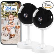 owltron Indoor Security Camera 2K, 2 Pack 2.4GHz WiFi Cameras for Home Security Baby Monitor Camera with Motion/Cry Detection Dog/Pet Cam with Phone App, Night Vision, 2-Way Audio, Works with Alexa