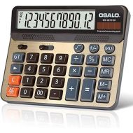 Desktop Calculator Extra Large 5-Inch LCD Display 12-Digit Big Number Accounting Calculator with Giant Response Button, Battery & Solar Powered, Perfect for Office Business Home Daily Use(OS-6815GN)