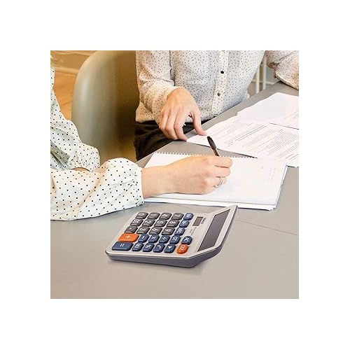  Desktop Calculator Large LCD Display 12 Digit Number Handheld Portable Pocket Basic Calculator with Big Soft Sensitive Button, Battery and Solar Powered, for Office Home School Use(OS-6M)