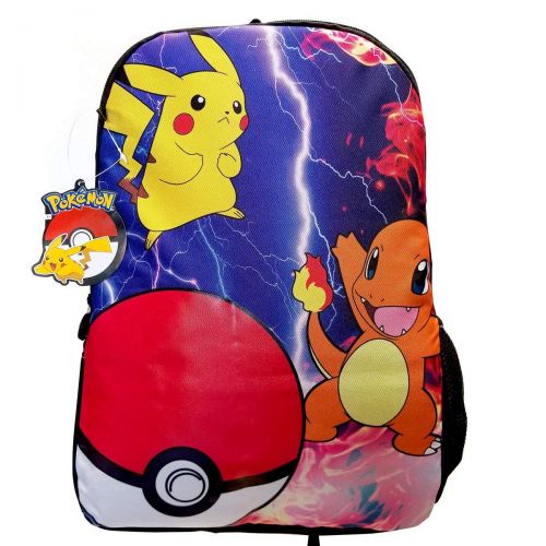 포켓몬 Boys Pokemon 17 Backpack Charizard, Pikachu, Pokeball Black/Multi