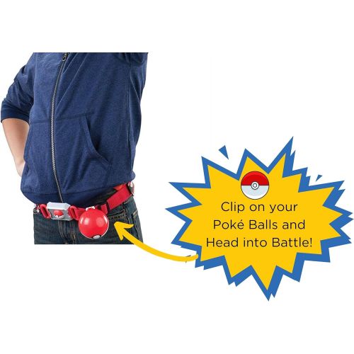 포켓몬 [아마존핫딜][아마존 핫딜] PoKeMoN Pokemon Clip and Carry Poke Ball Adjustable Belt with 2 inch Pikachu Figure, Poke Ball, and Grass Type Nest Ball - Gotta Catch Em All