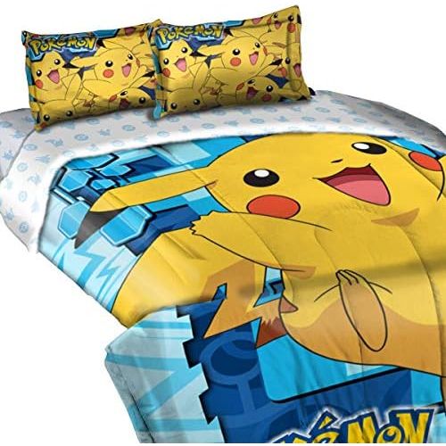 포켓몬 Pokemon Big Pika TwinFull Comforter with 2 Pillow Shams, 72 x 86