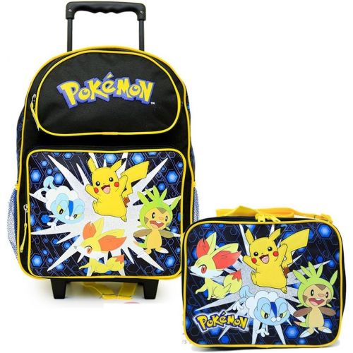 포켓몬 Pokemon Pikachu Large 16 inches Rolling Backpack & Lunch NEW - Licensed Product