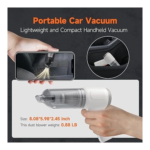 Mini Handheld Vacuum Cordless, Car Vacuum Cleaner Portable Rechargeable 3 in 1 Dust Buster & Air Blower & Hand Pump, 8000PA Hand Vacuum High Power for Keyboard, Inflate/Deflate