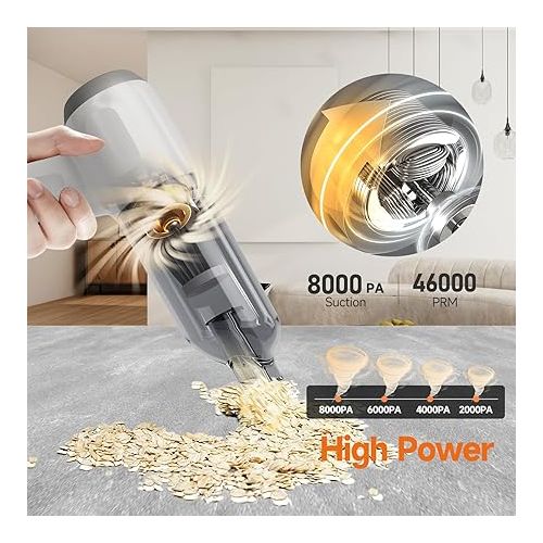  Mini Handheld Vacuum Cordless, Car Vacuum Cleaner Portable Rechargeable 3 in 1 Dust Buster & Air Blower & Hand Pump, 8000PA Hand Vacuum High Power for Keyboard, Inflate/Deflate