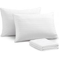 puredown® Goose Feather Down Bed Pillows for Sleeping with 2 Outer Protectors, Hotel Standard/Queen Pillows Set of 2 with Cotton Fabric Cover (Pack of 2)