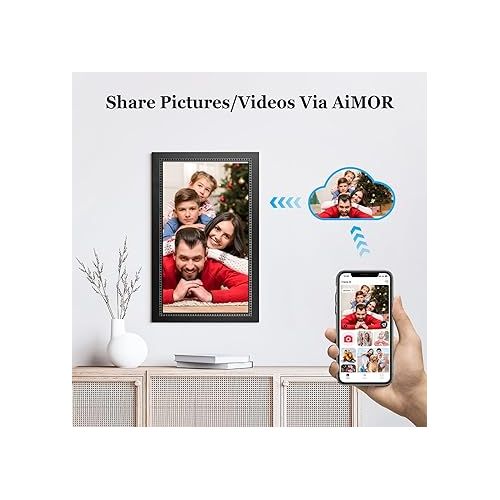  Digital Picture Frame 15.6 Inch WiFi Smart Digital Photo Frame 32GB Memory, Electronic Picture Frame IPS HD Touch Screen, Wall Mountable, Auto-Rotate Share Photos and Videos Instantly