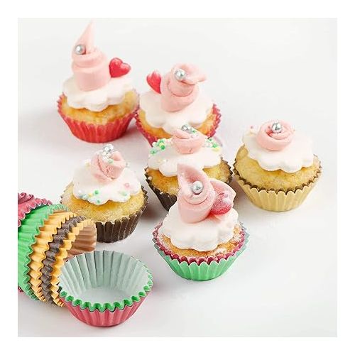  Selizo 600 Pcs Cupcake Liners Cupcake Wrappers Cupcake Paper Baking Cups for Cake Balls, Muffins, Cupcakes and Candies, Assorted Bright Colors