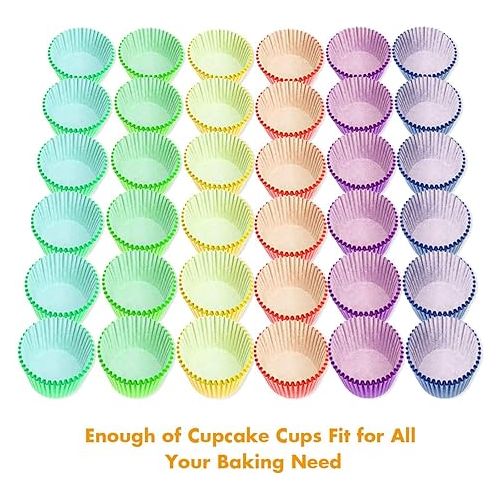  Selizo 600 Pcs Cupcake Liners Cupcake Wrappers Cupcake Paper Baking Cups for Cake Balls, Muffins, Cupcakes and Candies, Assorted Bright Colors