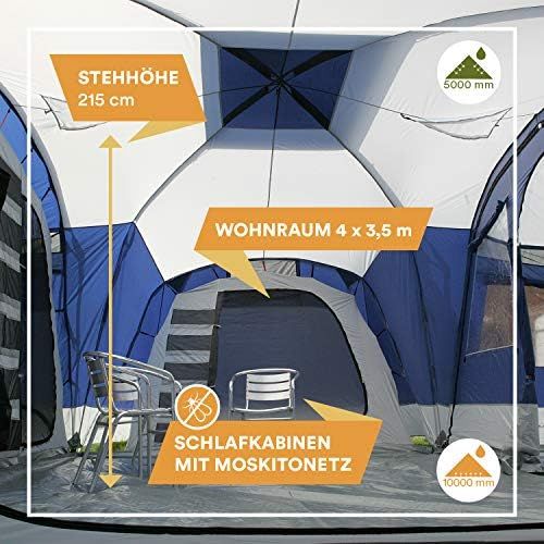  skandika outdoor Skandika Nimbus 12 Personen Familienzelt Steilwand 5.000 mm Wassersaule