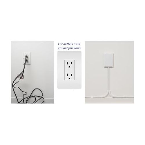  Sleek Socket - The Original & Patented Dual Side-by-Side Ultra-Thin Outlet Concealer w/Cord Concealer Kits, Two 3 Outlet Power Strips, Two 8-Ft Cords, Universal Size (Ideal for Behind a Couch or Bed)