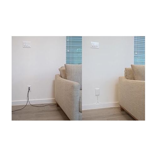  Sleek Socket - The Original & Patented Dual Side-by-Side Ultra-Thin Outlet Concealer w/Cord Concealer Kits, Two 3 Outlet Power Strips, Two 8-Ft Cords, Universal Size (Ideal for Behind a Couch or Bed)