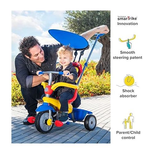  smarTrike Zoom Toddler Tricycle Push Bike Baby Scooter Ride On Toy Adjustable Trike for Baby, Infant, and Toddler, Multicolor