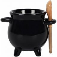 Black Cauldron Egg Cup with Broom Spoon Witch/Occult