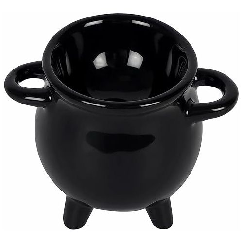  Black Cauldron Egg Cup with Broom Spoon Witch/Occult