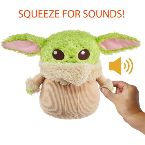 스타워즈 Star Wars Grogu Soft ‘N Fuzzy (12 in) Plush, Fan Favorite Character, Push Hand & It Makes Noises, Collectible Gift for Fans, Collectors & Kids 3 Years & Up