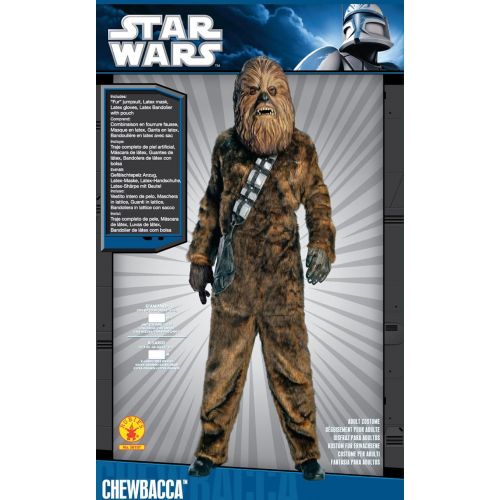 스타워즈 할로윈 용품Rubies Adult Deluxe Star Wars Chewbacca Faux-Fur Costume with Overhead Latex Mask, As Shown, X-Large