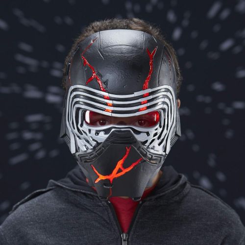 스타워즈 할로윈 용품STAR WARS: The Rise of Skywalker Supreme Leader Kylo Ren Force Rage Electronic Mask for Kids Role-Play & Costume Dress Up, Brown