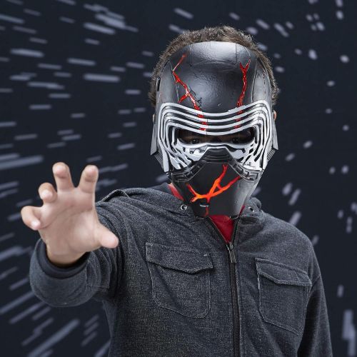 스타워즈 할로윈 용품STAR WARS: The Rise of Skywalker Supreme Leader Kylo Ren Force Rage Electronic Mask for Kids Role-Play & Costume Dress Up, Brown