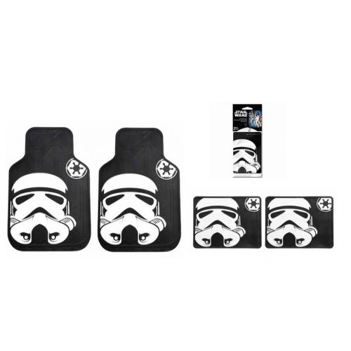 스타워즈 Star Wars Storm Trooper 4 Pc Rubber Floor Mats and 2 Pack Air Freshener Bundle - 6 Items