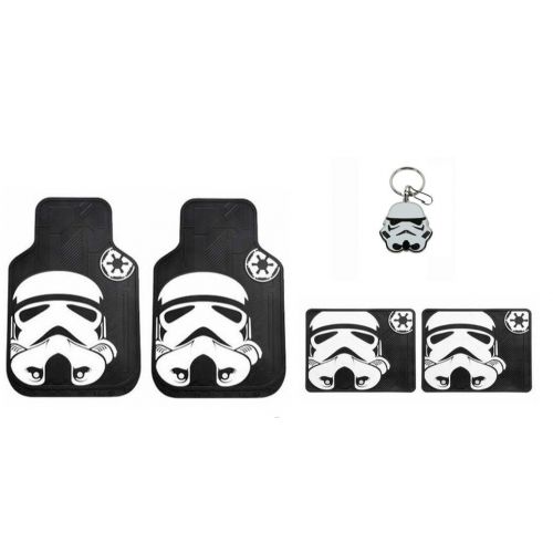 스타워즈 Star Wars Storm Trooper 4 Pc Rubber Floor Mats and 1 metal keychain Bundle- 5 items