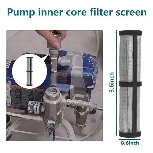  246385 246384 287032 Filter Set Replacement for Graco 390 395 490 495 495 595 3400 Airless Spray Filter Screen Set Pump Inner Core Filter Screen Suction Pipe Filter Screen Spray Gun Filter Screen