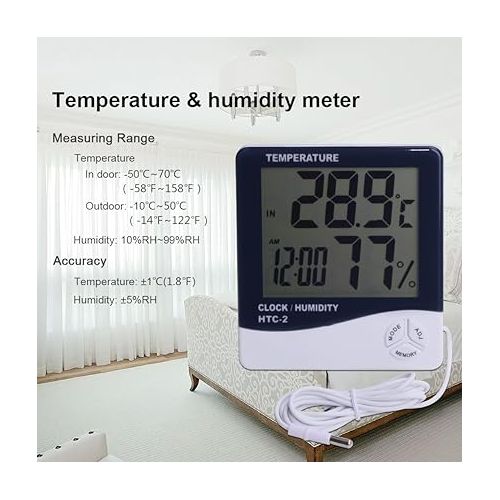  Set of 2 Plastic Digital Thermo-Hygrometer and Mechanical Thermometer Hygrometer Indoor