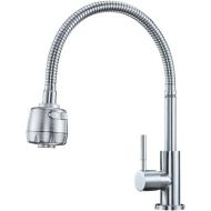 Stainless Steel Omni-directional Swivel Dual Spout Function Water Tap Kitchen Basin Sink Mixer Faucet Single Hole