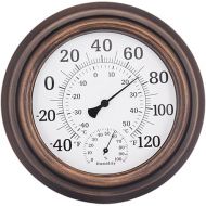 8-inch Bronze-Coloured Metal Case Wall Thermometer Hygrometer Thermo-Hygrometer Hygro-Thermometer