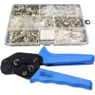 szdealhola 150pcs Non-Insulated Tab Receptacle Terminals Crimper Ratchet Crimping Plier Assortment Tool Set Kit