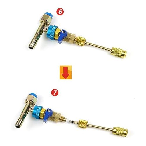  R134a A/c Valve Core Removal Remover Installer No Gas Loss Air Conditioning Line Repair Tools with O-Rings Set Kit