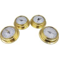 szdealhola 4pcs 10cm Dial Brass Case Thermometer Aneroid Barometer Hygrometer Clock Weather Meter