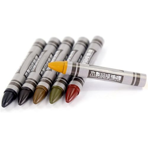  6pcs Touch-up Crayons Markers and Wax Sticks for Filling Scratches Holes Dents in Wood Furniture and Floors