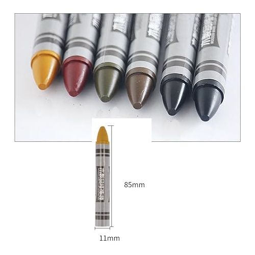  6pcs Touch-up Crayons Markers and Wax Sticks for Filling Scratches Holes Dents in Wood Furniture and Floors