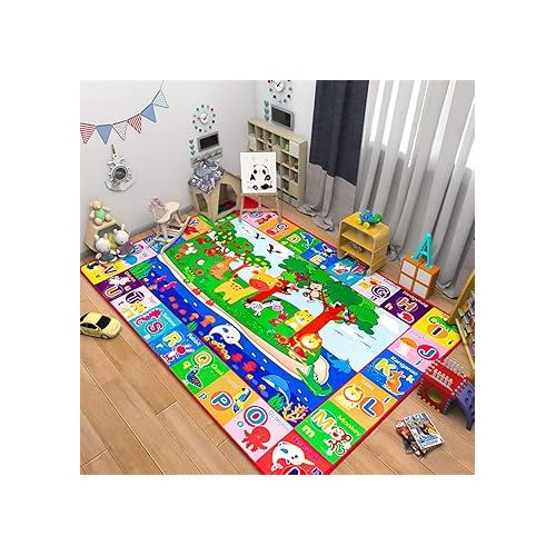  teytoy Baby Cotton Play Mat, Crawling Mat for Floor Mat Large Super Soft Extra Thick (0.6cm), Plush Surface Foldable Non-Slip Non-Toxic